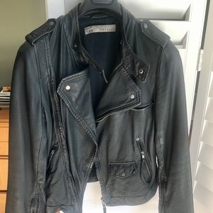 Zara genuine leather motorcycle jacket